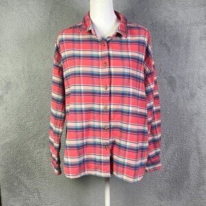 Sundance Shirt Womens Medium Pink Plaid Flannel Button LS Preppy Outdoors